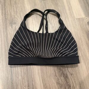 Lulu Black and Gold Striped Women's Sports Bra